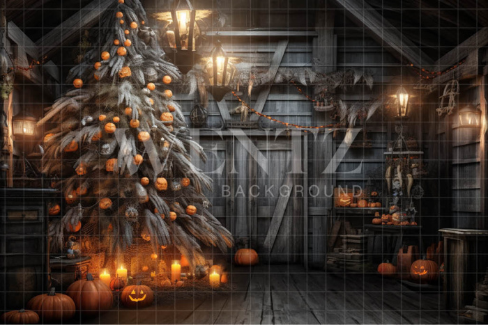 Fabric Photography Background Spooky Christmas / Backdrop 3703