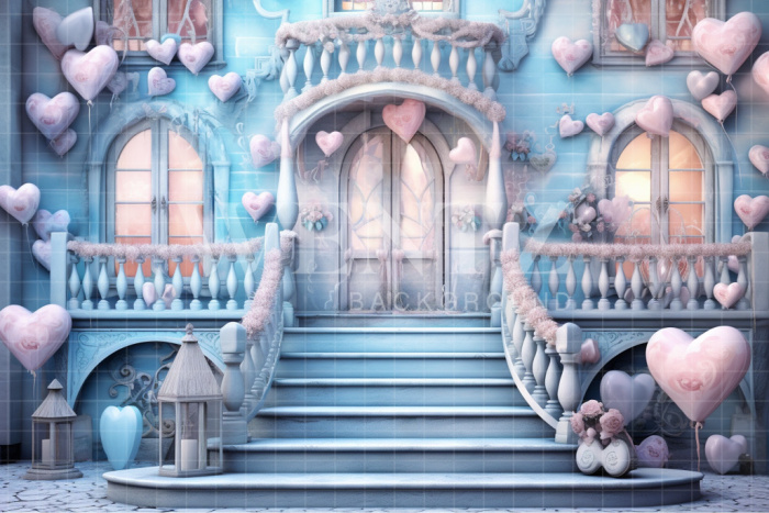 Fabric Photography Background Facade with Hearts / Backdrop 3734