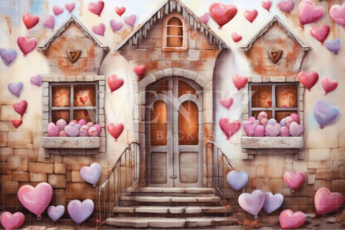 Fabric Photography Background Cute Hearts / Backdrop 3736