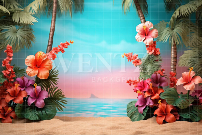 Fabric Photography Background Floral Beach / Backdrop 3792
