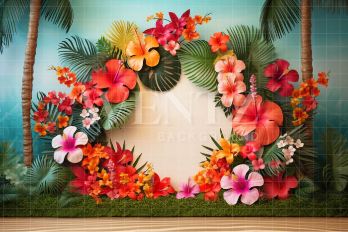 Fabric Photography Background Hibiscus Arch / Backdrop 3793