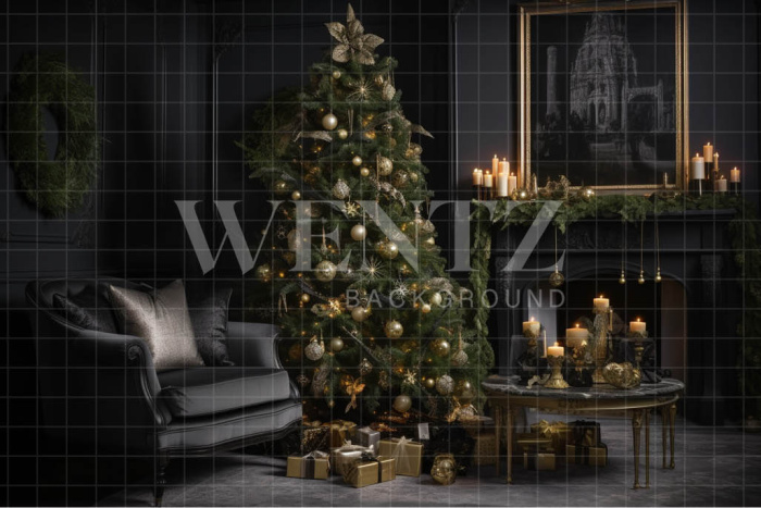 Fabric Photography Background Luxury Christmas Room / Backdrop 3802