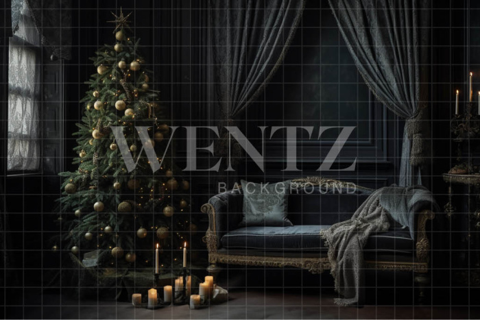 Fabric Photography Background Gray Christmas Room / Backdrop 3803