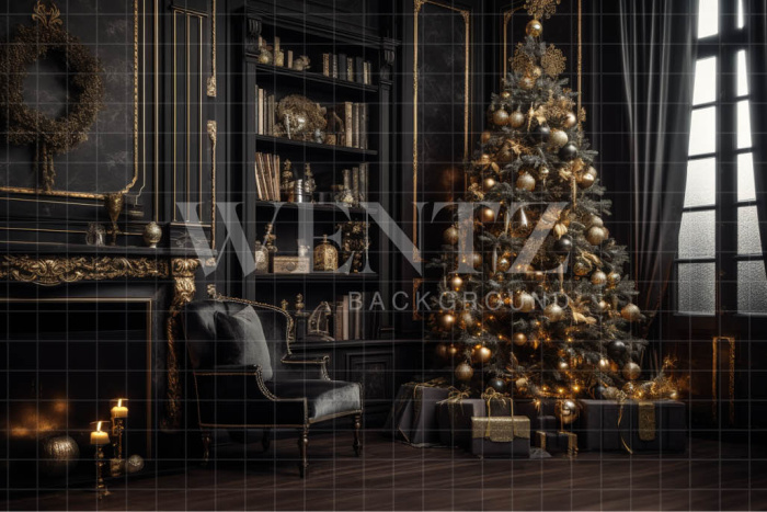 Fabric Photography Background Christmas Living Room / Backdrop 3804