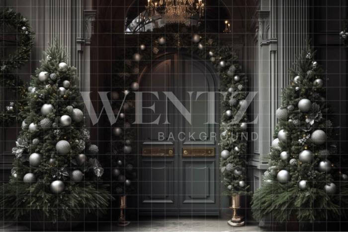 Fabric Photography Background Christmas Set with Door / Backdrop 3815