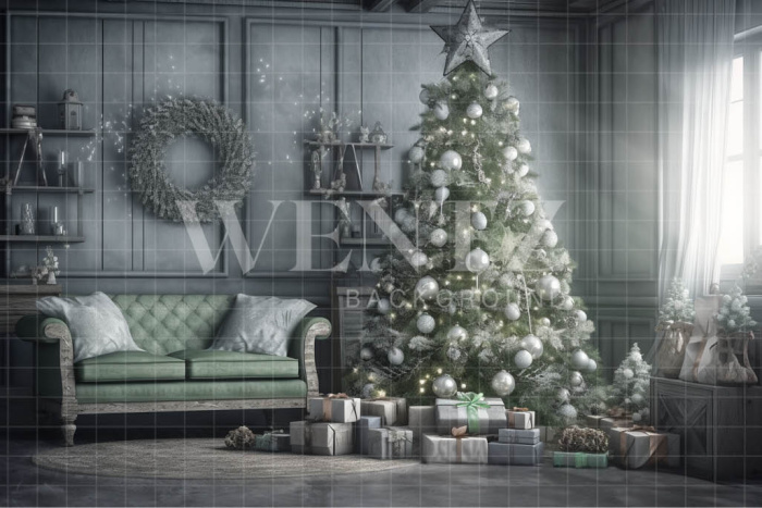 Fabric Photography Background Grey Christmas Room / Backdrop 3823