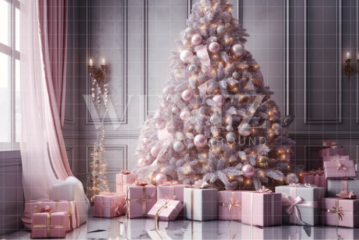 Fabric Photography Background Pink Christmas / Backdrop 3829