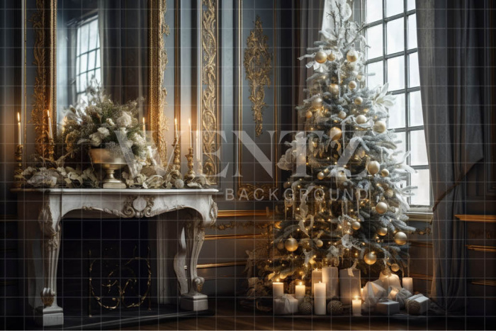 Fabric Photography Background Christmas Luxury Room / Backdrop 3832
