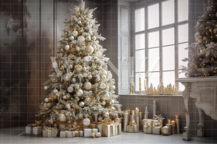 Fabric Photography Background Christmas Luxury Room / Backdrop 3833