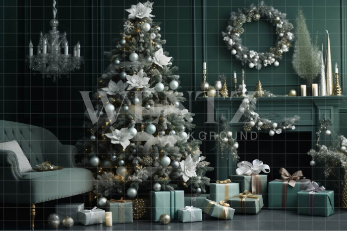 Fabric Photography Background Christmas Green Room / Backdrop 3834