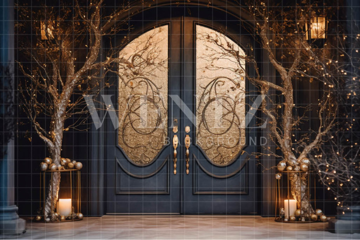 Fabric Photography Background Christmas Door / Backdrop 3842