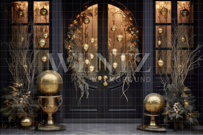 Fabric Photography Background Christmas Set with Door / Backdrop 3845