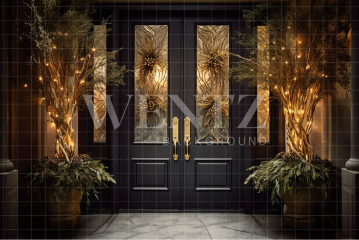 Fabric Photography Background Christmas Set with Door / Backdrop 3846