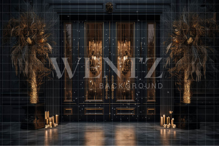 Fabric Photography Background Christmas Set with Door / Backdrop 3847