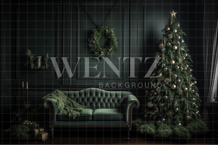 Fabric Photography Background Christmas Set with Couch / Backdrop 3852