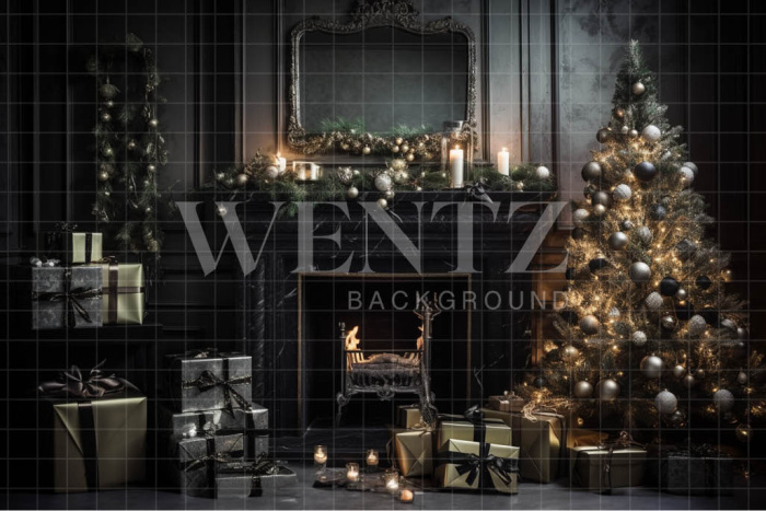 Fabric Photography Background Fireplace and Christmas Gifts / Backdrop 3860