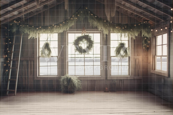 Fabric Photography Background Christmas House / Backdrop 3861