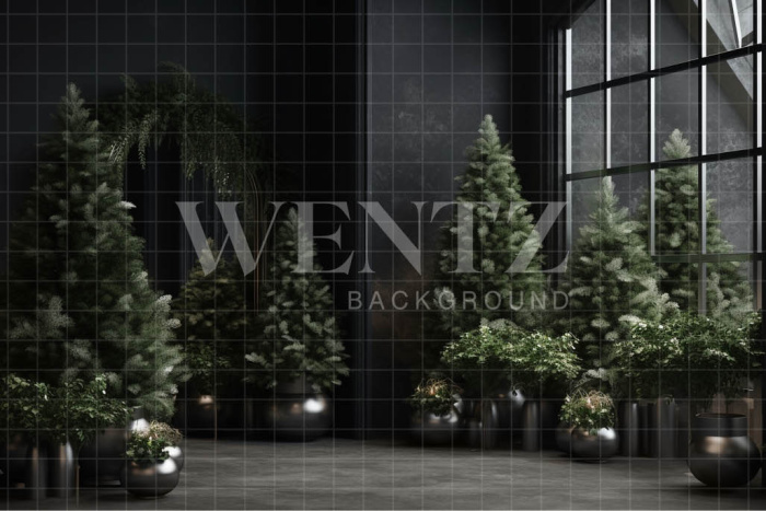 Fabric Photography Background Christmas Room With Window  / Backdrop 3867