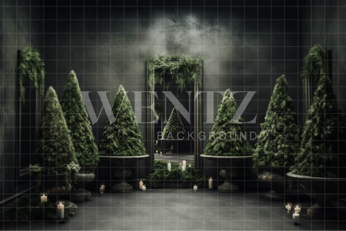 Fabric Photography Background Christmas Pines / Backdrop 3869