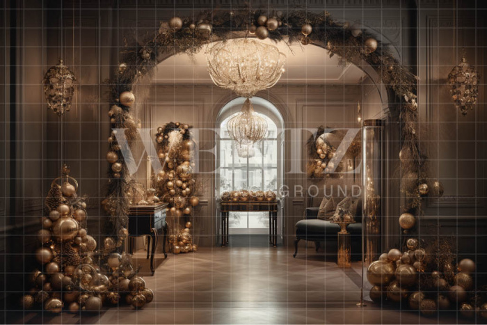 Fabric Photography Background Luxury Christmas Room / Backdrop 3871