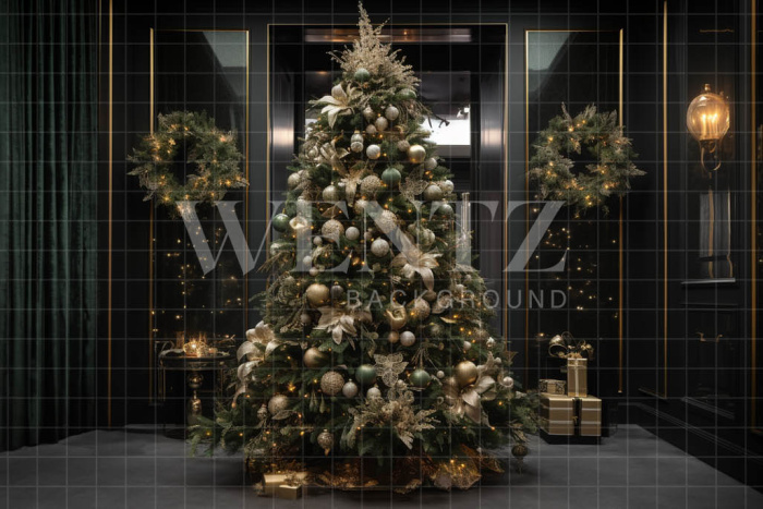 Fabric Photography Background Room with Christmas Tree / Backdrop 3873