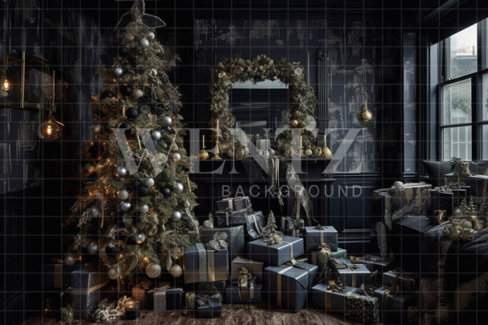 Fabric Photography Background Christmas Room / Backdrop 3878