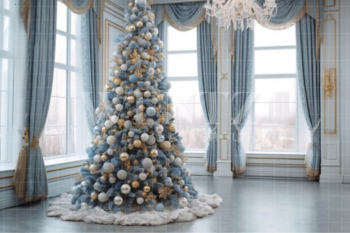 Fabric Photography Background Room with Christmas Tree / Backdrop 3886