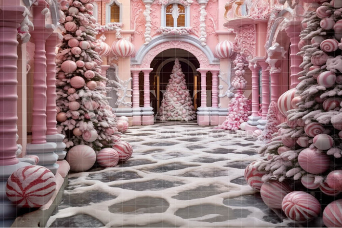 Fabric Photography Background Pink Christmas / Backdrop 3897