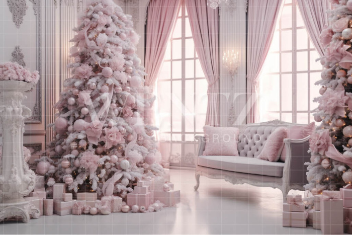 Fabric Photography Background Baby Pink Christmas Room / Backdrop 3904