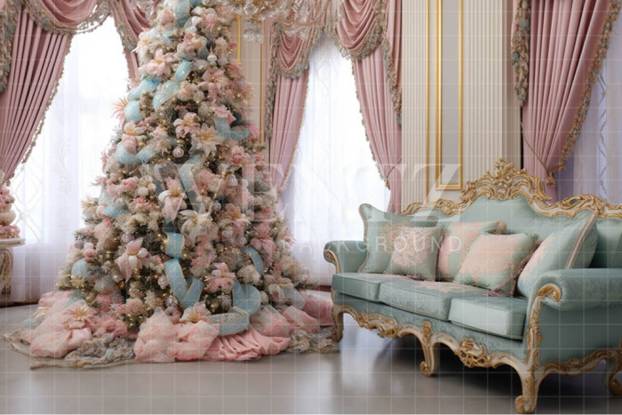 Fabric Photography Background Candy Color Christmas Room / Backdrop 3908