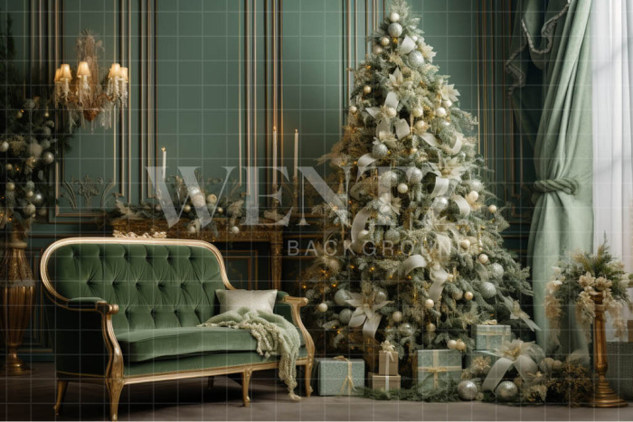 Fabric Photography Background Green Set with Sofa / Backdrop 3920