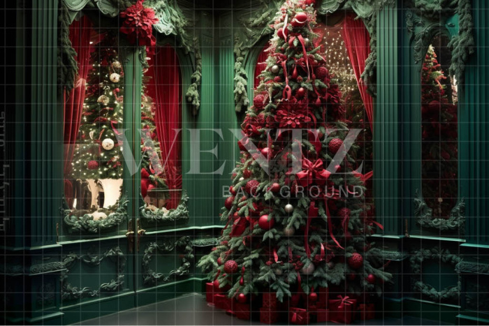 Fabric Photography Background Green and Red Christmas Set / Backdrop 3923