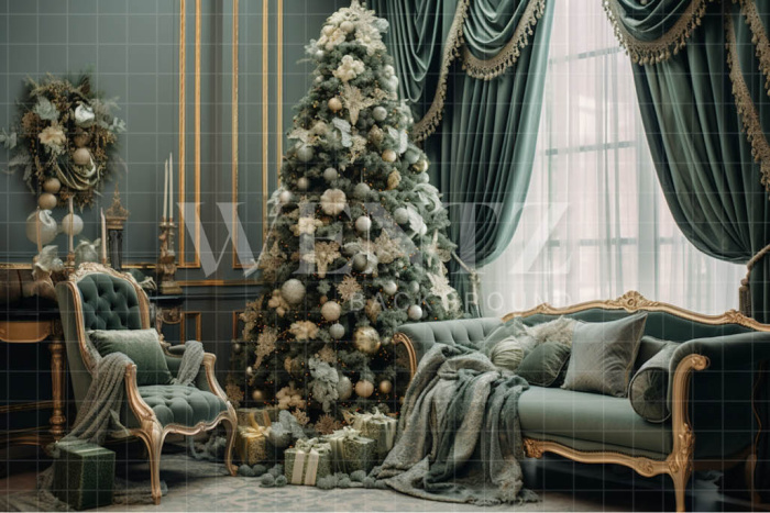 Fabric Photography Background Luxury Christmas Room / Backdrop 3927