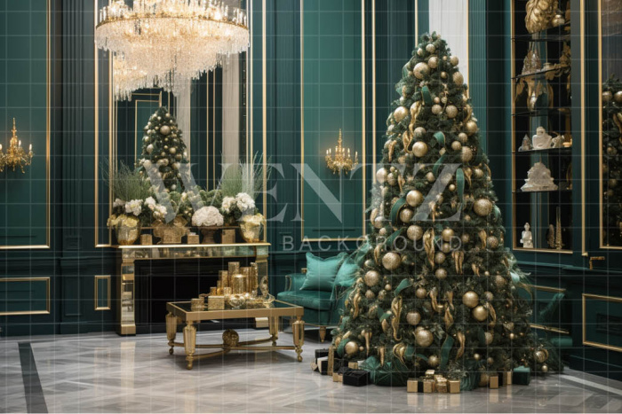 Fabric Photography Background Luxury Christmas Room / Backdrop 3928