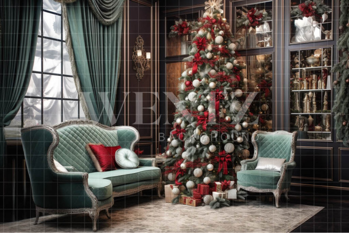 Fabric Photography Background Luxury Christmas Room / Backdrop 3929