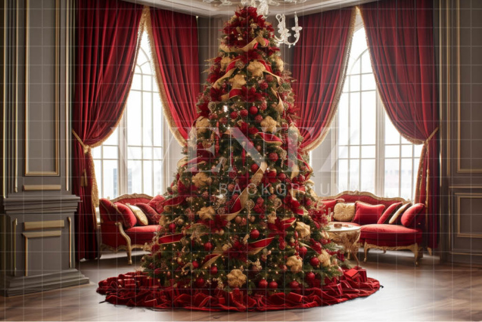 Fabric Photography Background Red Christmas Room / Backdrop 3936