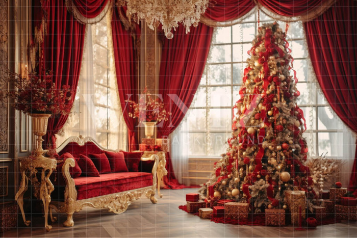 Fabric Photography Background Red Christmas Set / Backdrop 3949