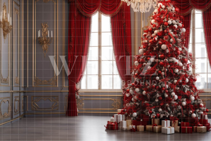 Fabric Photography Background Red Christmas Tree / Backdrop 3954