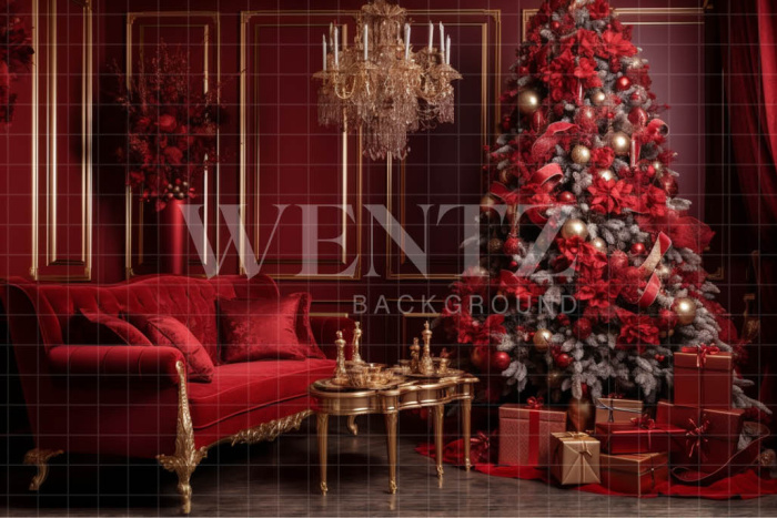 Fabric Photography Background Red Christmas Room / Backdrop 3955