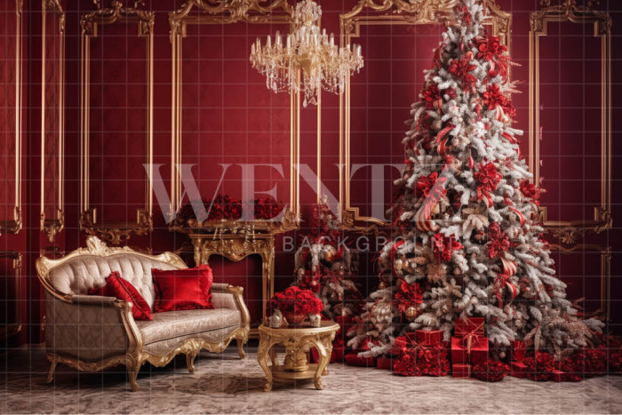 Fabric Photography Background Red Christmas Room / Backdrop 3956