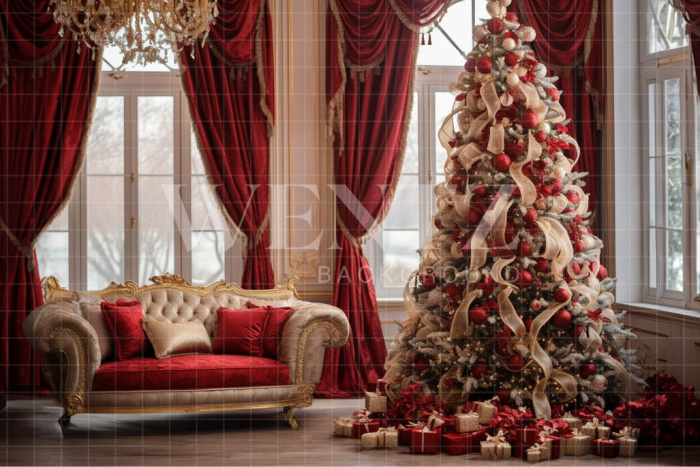 Fabric Photography Background Red Christmas Set / Backdrop 3957