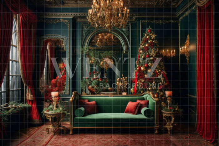 Fabric Photography Background Christmas Room / Backdrop 3967