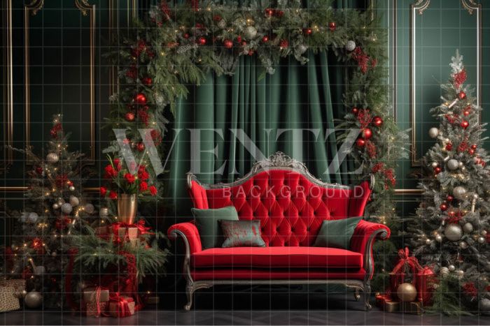 Fabric Photography Background Christmas Interior / Backdrop 3971