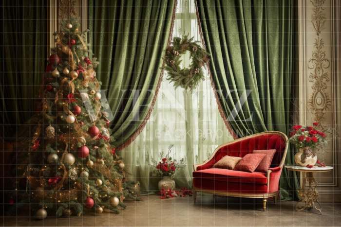Fabric Photography Background Christmas Interior / Backdrop 3974