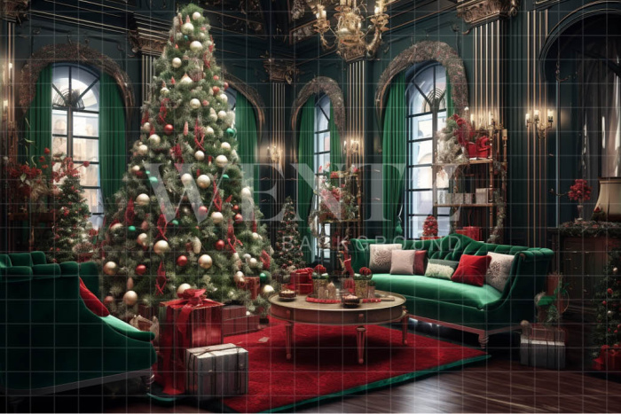 Fabric Photography Background Christmas Room / Backdrop 3975
