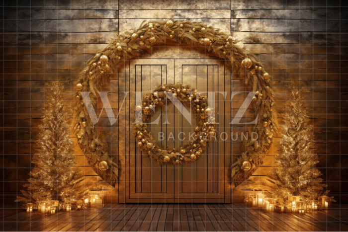 Fabric Photography Background Gold Christmas Decoration / Backdrop 4015