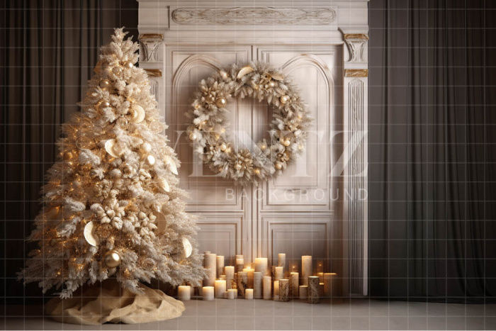 Fabric Photography Background White and Gold Christmas Set / Backdrop 4016