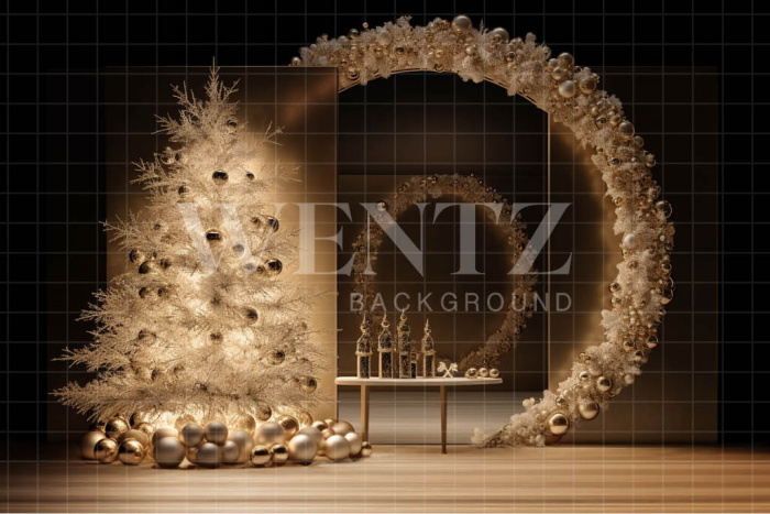 Fabric Photography Background Gold Christmas Set / Backdrop 4020