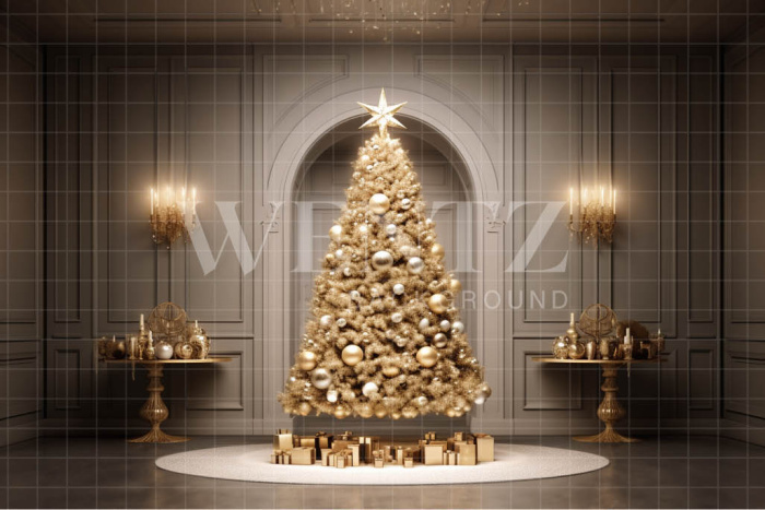 Fabric Photography Background Gold Christmas Set / Backdrop 4022