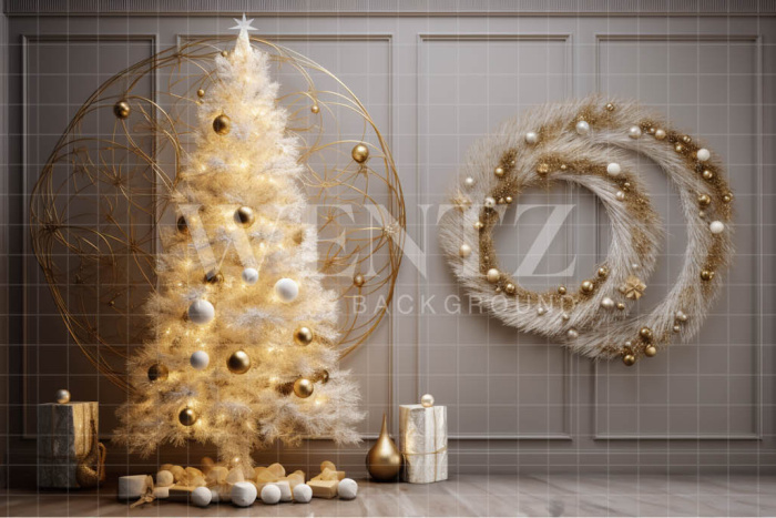 Fabric Photography Background Gold Christmas Set / Backdrop 4023